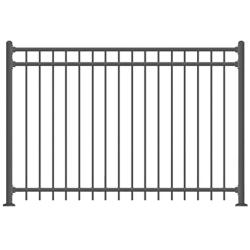 XCEL - Black Steel Anti-Rust Fence Panel - Flat End Picket - 6.5ft W x 5ft H - Easy Installation Kit, Outdoor Residential Fencing for Yard, Garden, Concrete, 3-Rail Metal Fence, Include a Fence Post