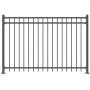 XCEL - Black Steel Anti-Rust Fence Panel - Flat End Picket - 6.5ft W x 5ft H - Easy Installation Kit, Outdoor Residential Fencing for Yard, Garden, Concrete, 3-Rail Metal Fence, Include a Fence Post
