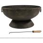 Sunnydaze Outdoor Fire Pit Bowl - 30 Inch Large Round Wood Burning Patio & Backyard Firepit for Outside with Spark Screen, Fireplace Poker, and Metal Grate