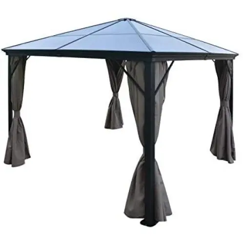 Christopher Knight Home 303378 Bali Outdoor 10 x 10 Foot Rust Proof Aluminum Framed Hardtop Gazebo w, Brown + Black Christopher Knight Home 303378 Bali Outdoor 10 x 10 Foot Rust Proof Aluminum Framed Hardtop Gazebo w, Brown + Black