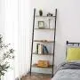 HOOBRO Ladder Shelf, 5-Tier Sloping Bookshelf, Industrial Plant Flower Stand Shelves, Leaning-Against-Wall Storage Rack for Living Room, Kitchen, Office, Metal Frame, Rustic Brown BF70CJ01 HOOBRO Ladder Shelf, 5-Tier Sloping Bookshelf, Industrial Plant Flower Stand Shelves, Leaning-Against-Wall Storage Rack for Living Room, Kitchen, Office, Metal Frame, Rustic Brown BF70CJ01
