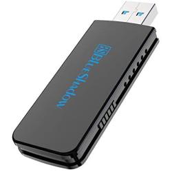 Blueshadow USB WiFi Adapter - Dual Band 2.4G/5G Mini Wi-fi ac Wireless Network Card Dongle with High Gain Antenna for Desktop PC Support Windows XP Vista/7/8/8.1/10 (3) (Large, USB WiFi Adapter 1300M)