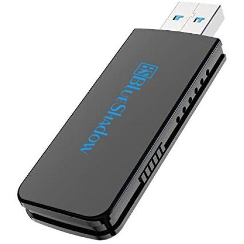 Blueshadow USB WiFi Adapter - Dual Band 2.4G/5G Mini Wi-fi ac Wireless Network Card Dongle with High Gain Antenna for Desktop PC Support Windows XP Vista/7/8/8.1/10 (3) (Large, USB WiFi Adapter 1300M)