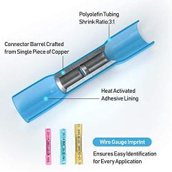 TICONN 200PCS Heat Shrink Butt Connectors Kit, Insulated Waterproof Electrical Marine Automotive Wire Crimp Terminals, Butt Splice (3 Colors / 3 Sizes)