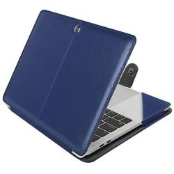 MOSISO Case Compatible with 2020-2018 MacBook Air 13 A2337 M1 A2179 A1932/2020-2016 MacBook Pro 13 A2338 M1 A2251 A2289 A2159 A1989 A1706 A1708, PU Leather Folio Protective Stand Cover, Navy Blue