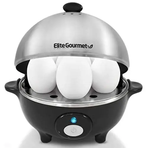 Elite Cuisine EGC-508 Egg Poacher, Omelet & Soft, Medium, Hard-Boiled Egg Cooker with Auto-Off, Buzzer and Stainless Steel Tray, 7 Egg Capacity, Black Elite Cuisine EGC-508 Egg Poacher, Omelet & Soft, Medium, Hard-Boiled Egg Cooker with Auto-Off, Buzzer and Stainless Steel Tray, 7 Egg Capacity, Black