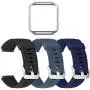 ESeekGo 3-Pack Compatible with Fitbit Blaze Bands for Men Women, Silicone Sport Band with 1 Pcs Metal Frame Compatible with Fitbit Blaze Fitness Accessory Replacement Wristband