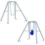 DRM 2 in 1 Active Outdoor Swing Set with 2 Seats Metal Toddler Swing Set Singe Swing/Baby Swing for Kids, Baby, Blue