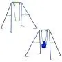 DRM 2 in 1 Active Outdoor Swing Set with 2 Seats Metal Toddler Swing Set Singe Swing/Baby Swing for Kids, Baby, Blue DRM 2 in 1 Active Outdoor Swing Set with 2 Seats Metal Toddler Swing Set Singe Swing/Baby Swing for Kids, Baby, Blue