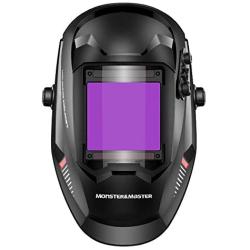 Monster & Master True Color Large Viewing Screen Solar Power Auto Darkening Welding Helmet, 4 Arc Sensor Wide Shade, ATHUS-MM-WH-004