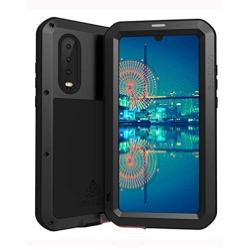 GFU Tempered Glass Armor Huawei P30 Case, Outdoor Dustproof Cover Shell for Huawei P30 Full Body Hybrid Heavy Duty Metal Shockproof (Black, P30)