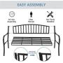 VINGLI 51'' Patio Outdoor Metal Bench,Powder Coated Cast Iron Steel Vertical Grid Design for Garden Path Yard Lawn Work Entryway Decor Deck, Black