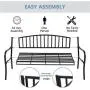VINGLI 51'' Patio Outdoor Metal Bench,Powder Coated Cast Iron Steel Vertical Grid Design for Garden Path Yard Lawn Work Entryway Decor Deck, Black VINGLI 51'' Patio Outdoor Metal Bench,Powder Coated Cast Iron Steel Vertical Grid Design for Garden Path Yard Lawn Work Entryway Decor Deck, Black