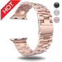 for Apple Watch Rose Gold 42MM/44MM Stainless Steel Strap Wristband for Replacement iWatch Strap with Comfortable Durable Folding Metal Clasp Classic Buckle Wrist Watch Strap,Updated Version