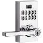 Kwikset 99170-005 SmartCode 917 Keyless Entry Contemporary Residential Keypad Electronic Lever Lock Deadbolt Alternative with Halifax Door Handle and SmartKey Security, Polished Chrome