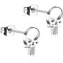 YZstyle Stainless Steel Gothic Punk Punisher Skull Cut-Out Button Stud Post Earrings (silver055)