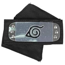 Naruto Headband with Metal Plated Cosplay Accessories Japanese Leaf Village Sand Veil Akatsuki Yahiko Kakashi (4 Pack)