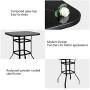 VINGLI Outdoor Bar Table Bistro Table Metal Frame Patio Bar Table, Tempered Glass Table Top All Weather Outdoor Bar Height (Black)