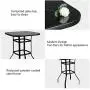 VINGLI Outdoor Bar Table Bistro Table Metal Frame Patio Bar Table, Tempered Glass Table Top All Weather Outdoor Bar Height (Black)