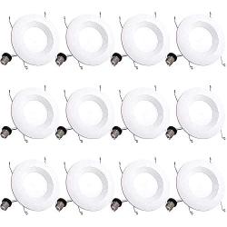 Bbounder Lighting 12 Pack 5/6 Inch LED Recessed Downlight, Baffle Trim, Dimmable, 12.5W=100W, 3000K Warm White, 950 LM, Damp Rated, Simple Retrofit Installation - UL + Energy Star No Flicker