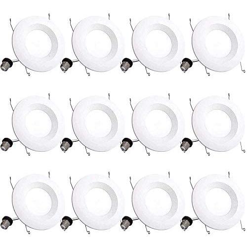 Bbounder Lighting 12 Pack 5/6 Inch LED Recessed Downlight, Baffle Trim, Dimmable, 12.5W=100W, 4000K Cool White, 950 LM, Damp Rated, Simple Retrofit Installation - UL + Energy Star No Flicker