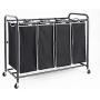 ROMOON 4 Bag Laundry Sorter Cart, Laundry Hamper Sorter with Heavy Duty Rolling Wheels for Clothes Storage, Black