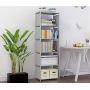 NiceAI Bookshelf Lightweight Slim Modern Bookcase Metal Framework Childrens Room Arrangement Toys Office A4 File Books Kitchen Clothing Storage Rack Gray 6-Tier