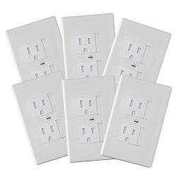 6-Pack Safety Innovations Self-closing (1Screw) Standard Outlet Covers - An Alternative To Wall Socket Plugs for Child Proofing Outlets (White)