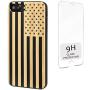 iProductsUS American Flag Phone Case Compatible with iPhone SE (2020), iPhone 8, 7, 6/6S and Screen Protector, Engraved in USA, Built-in Metal Plate, TPU Bumper Protective Black Bamboo Cover (4.7)