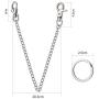 Pocket Chain, 2 Pieces of Metal Wallet Keychain Pants Chain with Both Ends Lobster Clasps and 6 Pieces of Key Rings for Keys, Pants, Belt Loop and Wallets - 8 Inches