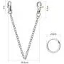 Pocket Chain, 2 Pieces of Metal Wallet Keychain Pants Chain with Both Ends Lobster Clasps and 6 Pieces of Key Rings for Keys, Pants, Belt Loop and Wallets - 8 Inches