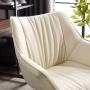Volans Modern Mid Back Faux Leather Upholstery Home Office Chair with Armrest, No Casters in Black Metal Legs Desk Chair, Matte Off White