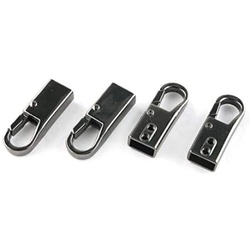 E-outstanding 4-Pack Zipper Pull Tap Metal Zipper Handle for Zipper Sliders Head Zippers Repair Kits Zipper Pull Tab for Suitcase Bag Replacement, Gun Black