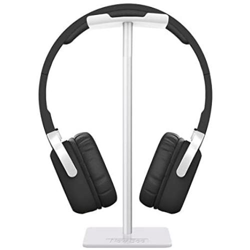 Headphone Stand Headset Holder New Bee Earphone Stand with Aluminum Supporting Bar Flexible Headrest ABS Solid Base for All Headphones Size (White)