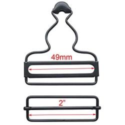 Suspender Adjuster Overall Braces Buckle,Black Dungaree Fastener Gallus Buckle with Slider,Pack of 6 Sets (2'')