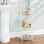 mDesign 3 Tier Vertical Standing Bathroom Shelving Unit, Decorative Metal Storage Organizer Tower Rack Center with 3 Basket Bins to Hold and Organize Bath Towels, Hand Soap, Toiletries - White