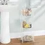 mDesign 3 Tier Vertical Standing Bathroom Shelving Unit, Decorative Metal Storage Organizer Tower Rack Center with 3 Basket Bins to Hold and Organize Bath Towels, Hand Soap, Toiletries - White mDesign 3 Tier Vertical Standing Bathroom Shelving Unit, Decorative Metal Storage Organizer Tower Rack Center with 3 Basket Bins to Hold and Organize Bath Towels, Hand Soap, Toiletries - White