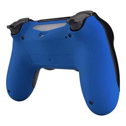 eXtremeRate Soft Touch Blue Back Housing Case Cover Bottom Shell, Game Improvement Replacement Parts for Playstation 4 PS4 Slim Pro Controller JDM-040, JDM-050 and JDM-055