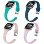 Coperr 4 Packs Bands Compatible with Fitbit Versa/Fitbit Versa 2/Fitbit Versa Lite for Women Men, Narrow Slim Soft Silicone Replacement Wristband for Fitbit Versa Smart Watch with Buckle Design