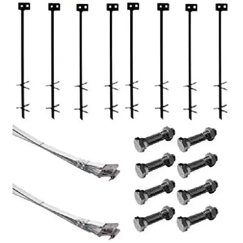 Mobile Home Part Set of 8 Auger Anchors; 8 - 8 ft Tie Down Strap, & 8 Bolts Mobile Home Part Set of 8 Auger Anchors; 8 - 8 ft Tie Down Strap, & 8 Bolts