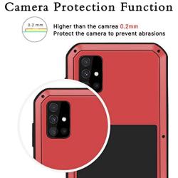 Simicoo Samsung A51 Military Metal Silicone Case Full Body Rugged Drop Protection Cover Built-in Screen Protector Heavy Duty Hybrid Shockproof Armor Impact Tough Case for Samsung A51 (A51, Red)