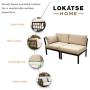 LOKATSE HOME 2 Piece Corner & Armless Sofa Outdoor Furniture Sectional Couch Set Patio Loveseat, 2Pcs, Khaki Cushions
