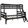 Dorel Living Brady Solid Wood Bunk Beds Twin Over Full with Ladder and Guard Rail, Black