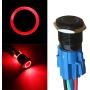 ESUPPORT 22mm 12V 5A Car Red LED Light Angel Eye Metal Push Button Switch ON OFF Socket Plug Latching Black Shell