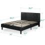 Zinus Jade Faux Leather Upholstered Platform Bed / Mattress Foundation / Easy Assembly / Strong Wood Slat Support / Black, King