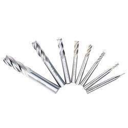 AUTOTOOLHOME 1/8'' 3/16'' 1/4'' 5/16'' 3/8'' 1/2'' high Speed Steel HSS 4 Flute Straight End Mill Cutter 5/32'' 1/16'' Set of 8