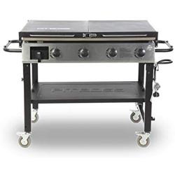 PIT BOSS PB757GD 4 Burner LP Gas Griddle, 4. 7mm Thick pre-Seasoned top, Black