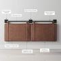 Nathan James Harlow Wall Mount Faux Leather or Fabric Upholstered Headboard, Adjustable Height Vintage Brown Straps with Black Matte Metal Rail, King