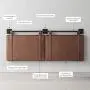 Nathan James Harlow Wall Mount Faux Leather or Fabric Upholstered Headboard, Adjustable Height Vintage Brown Straps with Black Matte Metal Rail, King Nathan James Harlow Wall Mount Faux Leather or Fabric Upholstered Headboard, Adjustable Height Vintage Brown Straps with Black Matte Metal Rail, King