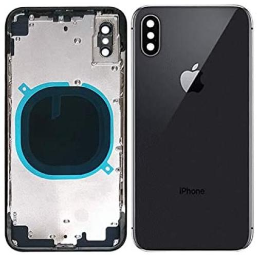 Back Housing Assembly Metal Frame w/Back Glass(OEM) - Camera Frame and Lens for iPhone X (Black)